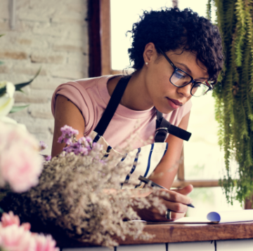 Woman in a flower shop