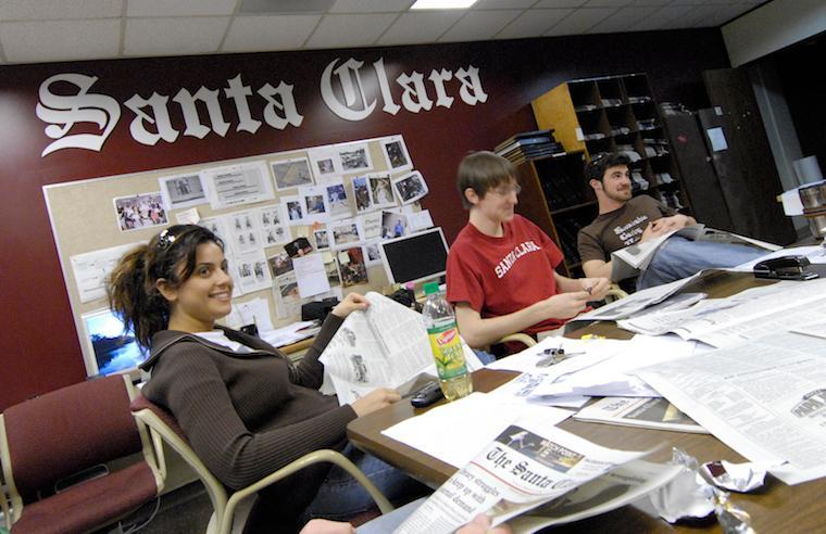 Students working in a media room, with