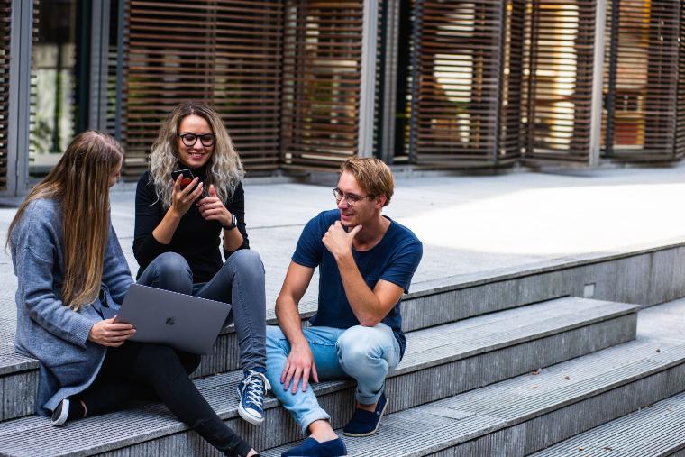 Students on stairway