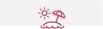 Icon graphic sunny island with umbrella in the sand